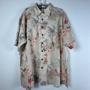 Koko Island Mens Button Down Shirt XL Floral Hawaiian Tropical Short Sleeve